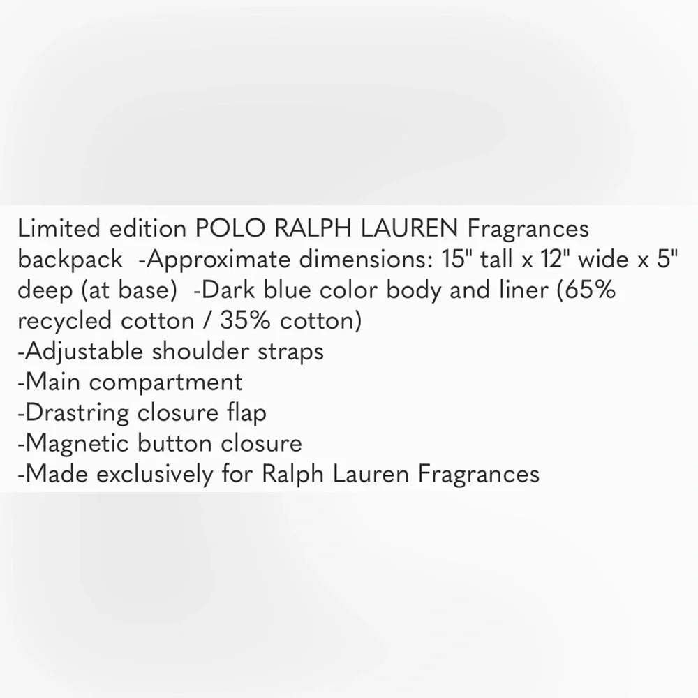 👕 Polo Ralph Lauren Backpack and Fragrance Set - Picture 3 of 3